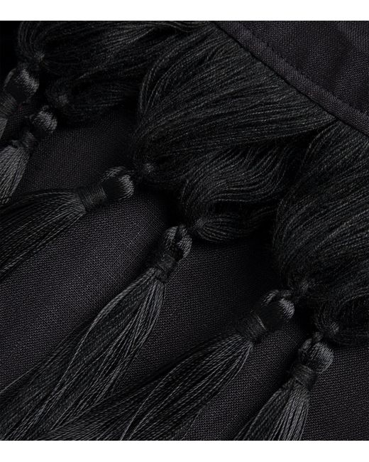 ‎Taller Marmo Black Linen Fringe-Trim Marlino Trousers