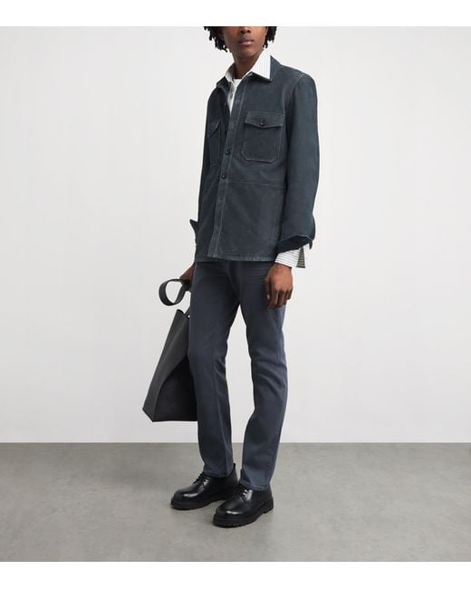 PAIGE Blue Suede Peyman Overshirt for men