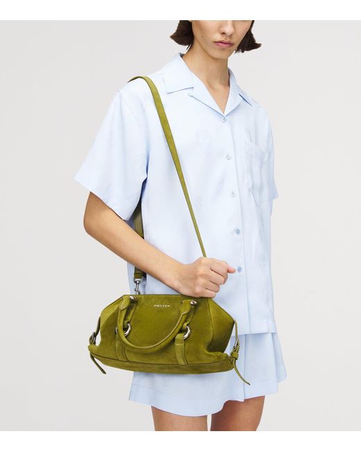 McQueen Green Small Suede Farringdon Top-Handle Bag