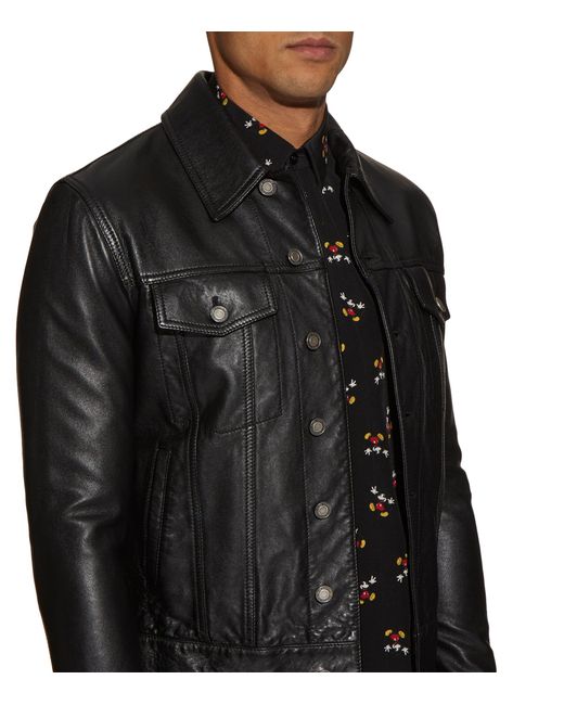 Saint Laurent Black Leather Jacket With Adjustable Waist for men