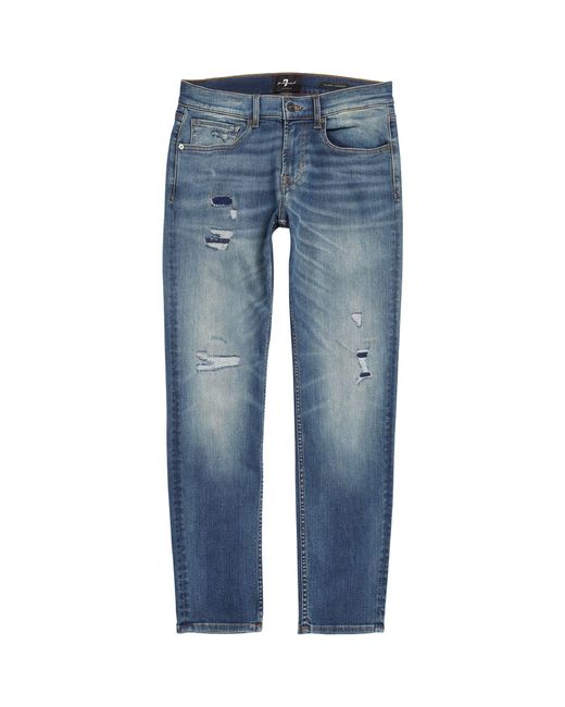 7 For All Mankind Blue Slimmy Tapered Jeans for men
