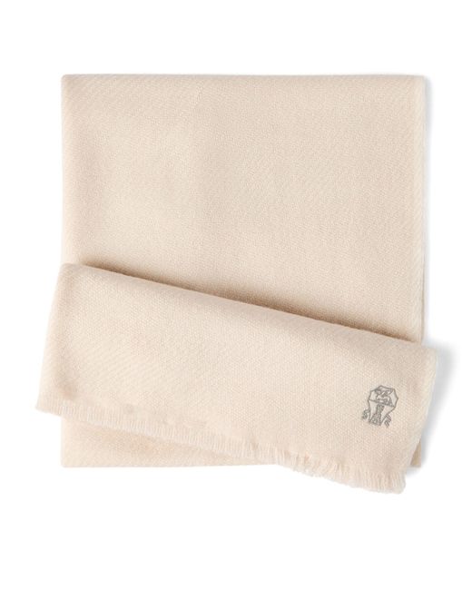 Brunello Cucinelli Natural Cashmere Embroidered Scarf for men
