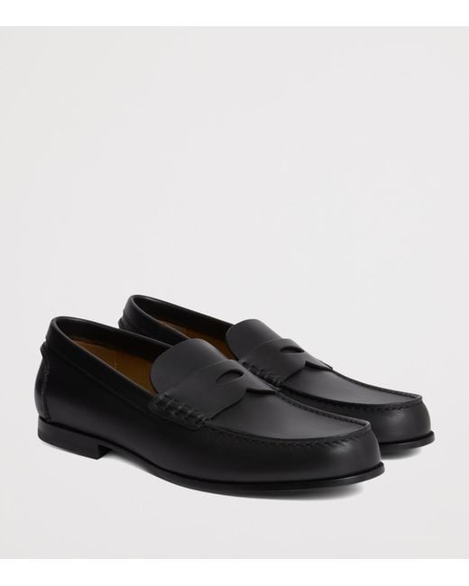 Dunhill Black Leather Flex Heddon Loafers for men