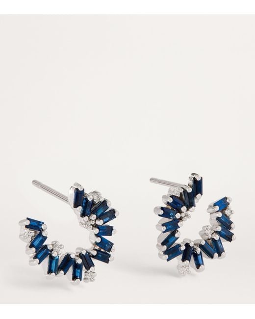 Suzanne Kalan Blue Diamond And Sapphire Bold Burst Spiral Earrings