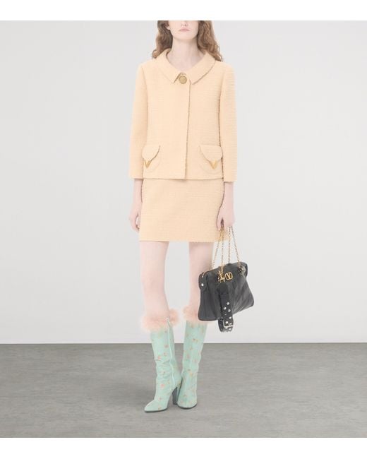 Valentino Natural Virgin Wool-Blend Tweed Mini Skirt