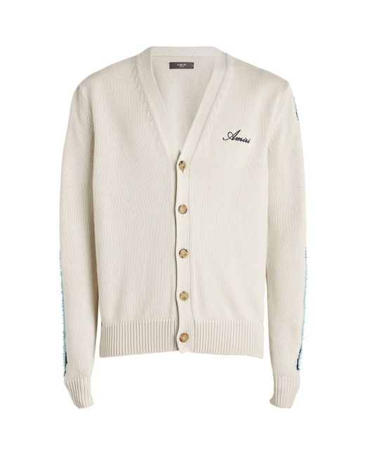 Amiri White Cotton V-Neck Bones Cardigan for men