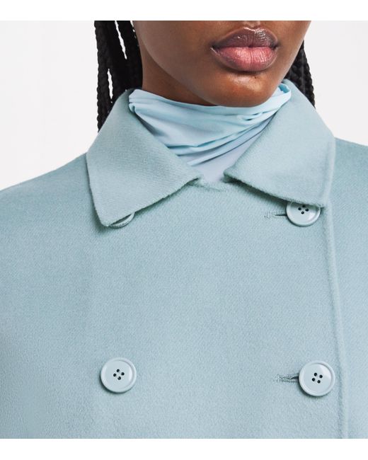 Weekend by Maxmara Blue Virgin Wool-Blend Coat