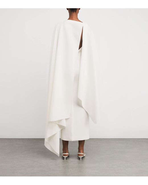 Roksanda White Cape-Overlay Demetria Maxi Dress