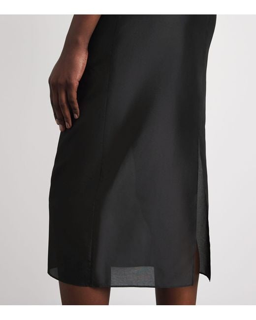 Almada Label Black Silk-Blend Kiana Midi Skirt