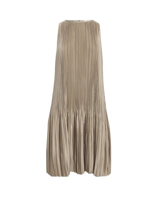 Joseph Natural Satin Pleated Rida Midi Dress