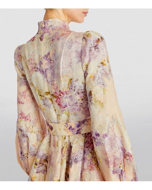 zimmermann lyrical buttoned midi dress ZIMMERMANN Lyrical Buttoned Midi Dress Beige W/Floral Print US 6 Blouson Sl Fall