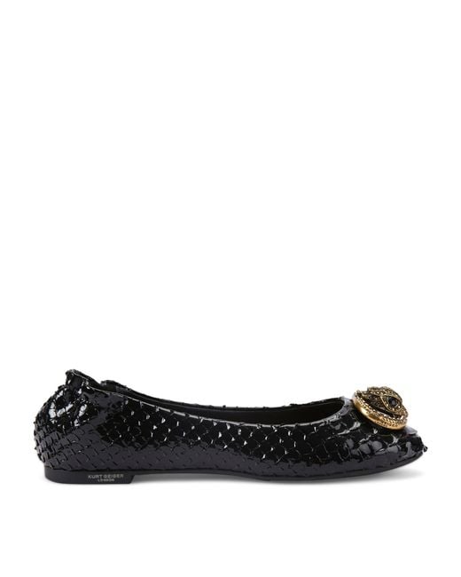 Kurt Geiger Black Leather Chelsea Ballet Flats