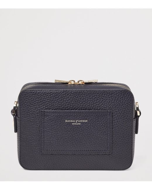 Aspinal Blue Leather Camera Bag