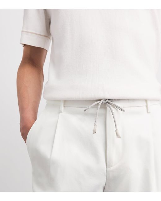 Eleventy White Cotton Cargo Trousers for men