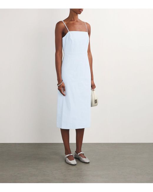 Theory White Linen-blend Midi Dress