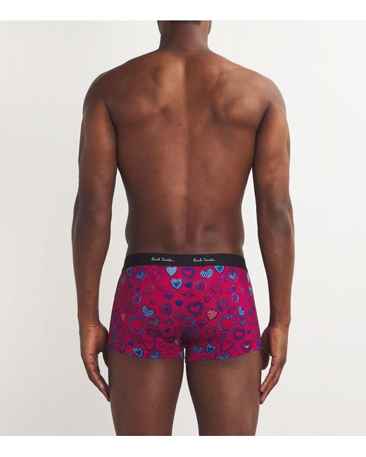 Paul Smith Red Cotton Stretch Doodle Heart Trunks for men