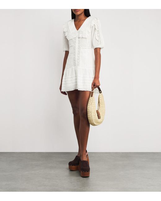 Rixo White Cotton Dove Mini Dress