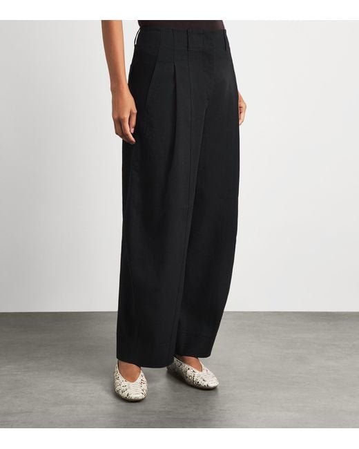 ME+EM Black Pleated Barrel Trousers