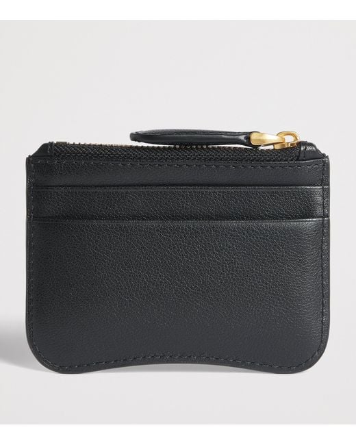 AMI Black Leather Paris Zipped Card Holder for men
