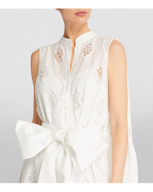 Erdem White Lace Embroidered Bow Dress