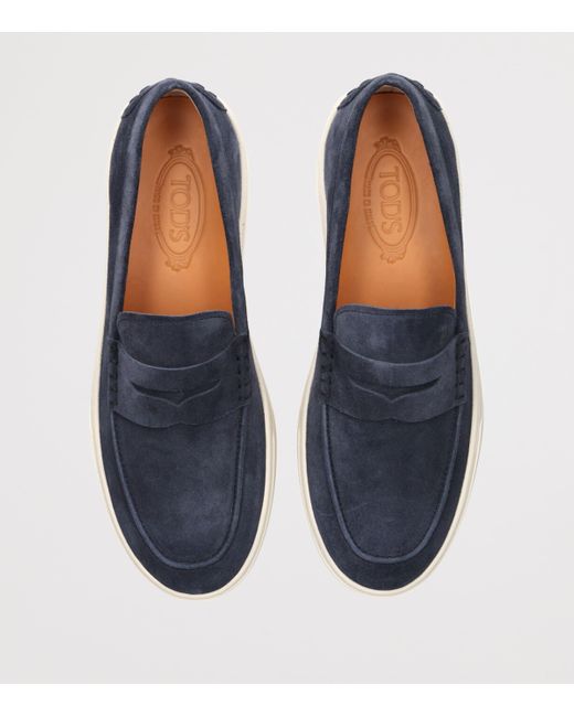 Tod's Blue Suede Mocassino Cassetta Loafers for men