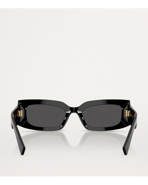 Dolce & Gabbana Black Acetate Rectangular Sunglasses