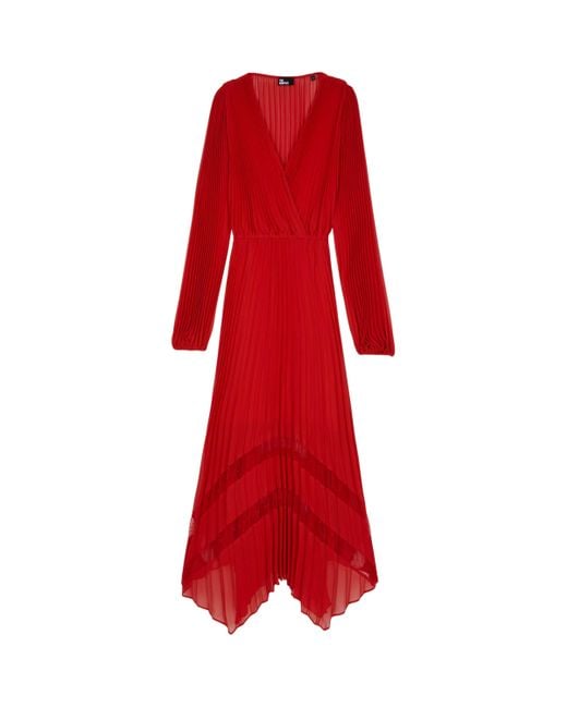The Kooples Red Pleated Maxi Dress