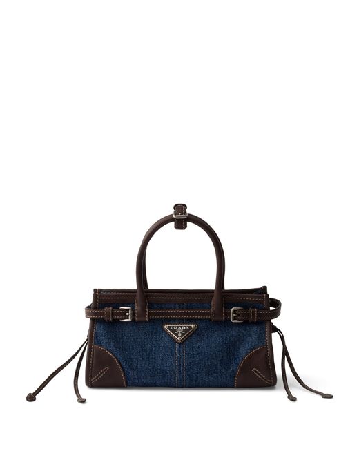 Prada Blue Small Denim Bonnie Shoulder Bag