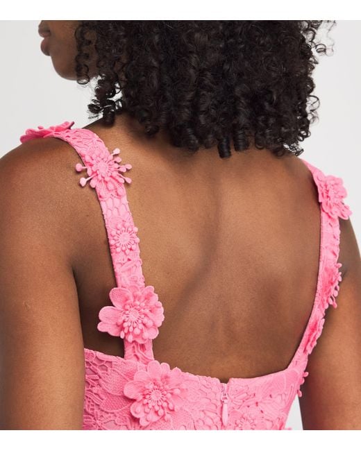 LEO LIN Lace Odette Midi Dress in Pink | Lyst