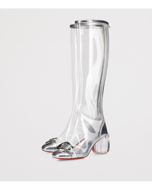 Christian Louboutin White Minny Bubble Knee-High Boots 70