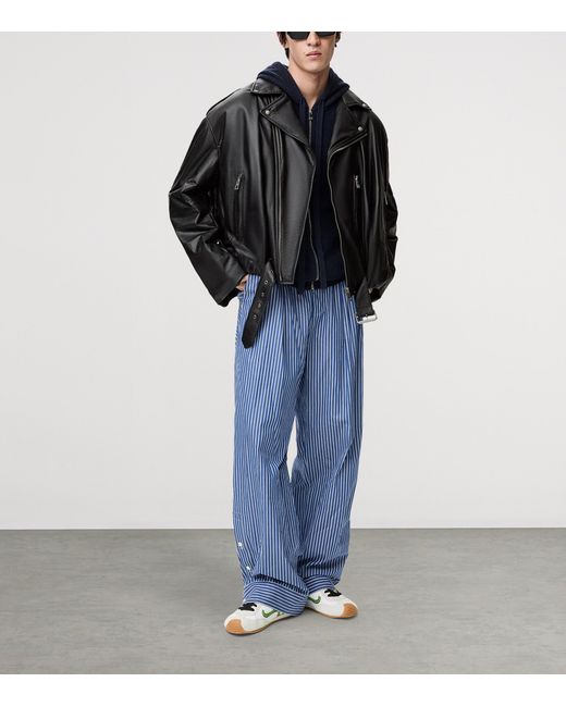 Loewe Balloon Leather Biker Jacket in Black for Men | Lyst