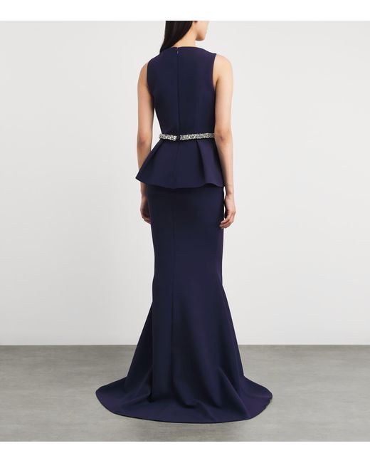 Safiyaa Blue Crystal-Embellished Carter Gown