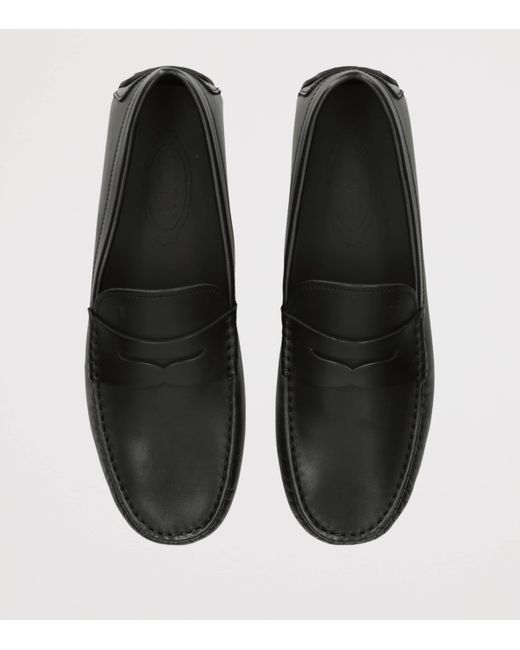 Tod's Black Leather City Gommino Loafers for men
