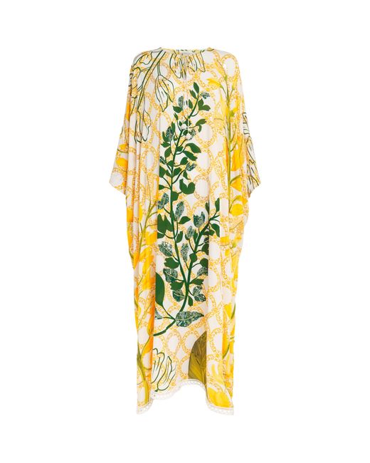 VERANDAH Metallic Embellished Floral Kaftan Maxi Dress