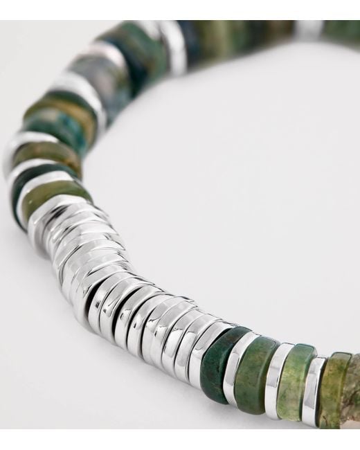 Tateossian Green Sterling And Moss Agate Constellation Bracelet for men