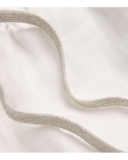 Eleventy White Linen Drawstring Shorts
