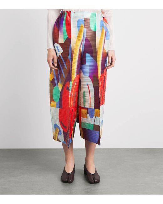 Pleats Please Issey Miyake Red Printed Playground Trousers