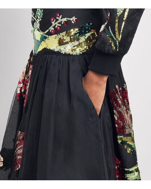 Alice + Olivia Blue Embellished Oriana Maxi Skirt