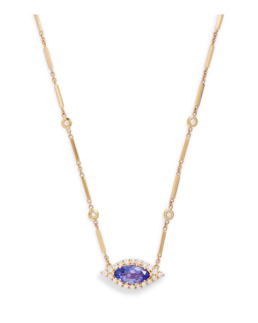 Jacquie Aiche Metallic Diamond And Tanzanite Evil Eye Necklace