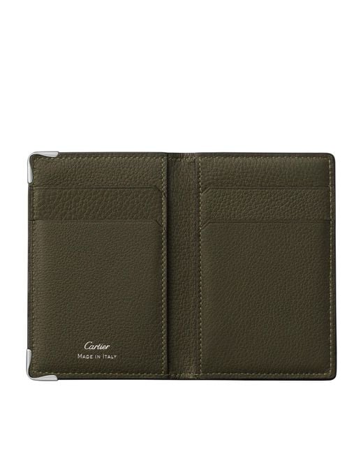 Cartier Green Leather Must De Bifold Card Holder for men