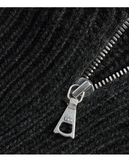 Johnstons Black Cashmere Ribbed Hood