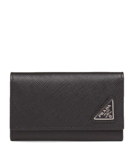 Prada Black Saffiano Leather Key Case for men