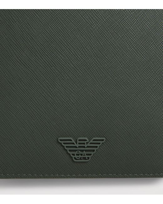 Emporio Armani Green Saffiano Leather Passport Holder for men