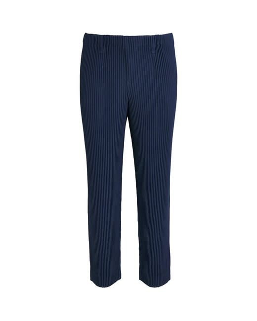 Homme Plissé Issey Miyake Blue Pleated Straight Trousers for men