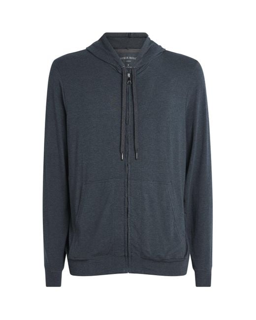 Derek Rose Blue Micromodal Zipped Hoodie for men