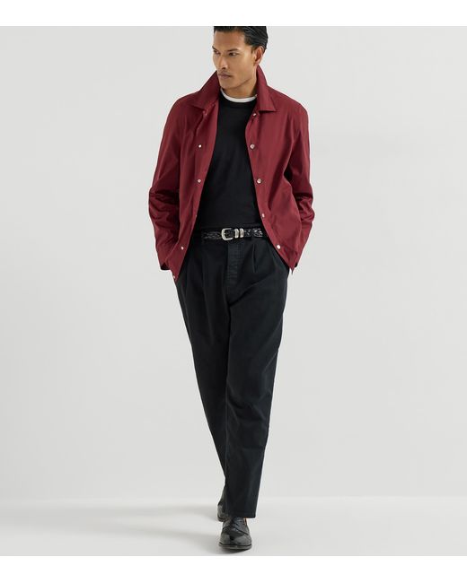 Brunello Cucinelli Black Cashmere-Silk Crew-Neck Sweater for men
