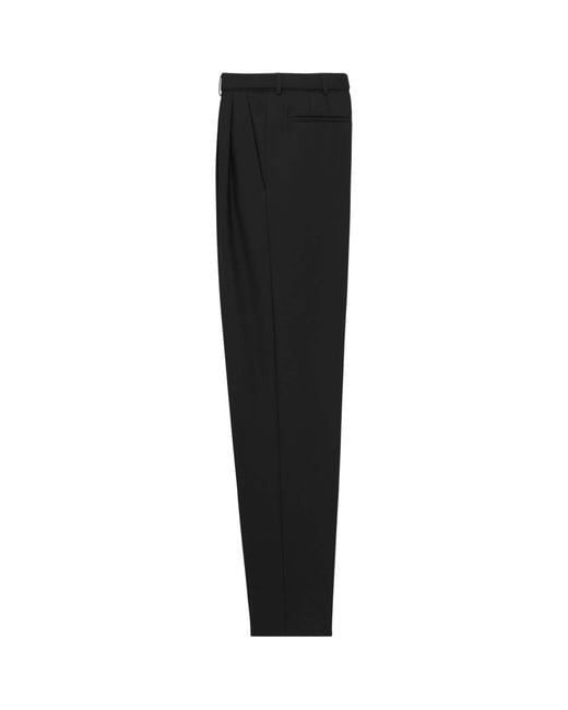 Saint Laurent Black Wool Pleated Trousers for men