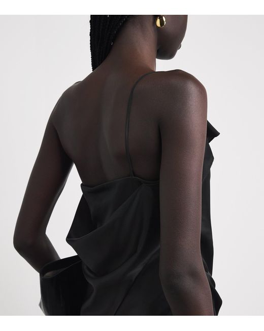 Camilla & Marc Black Silk Asymmetric Odessa Maxi Dress