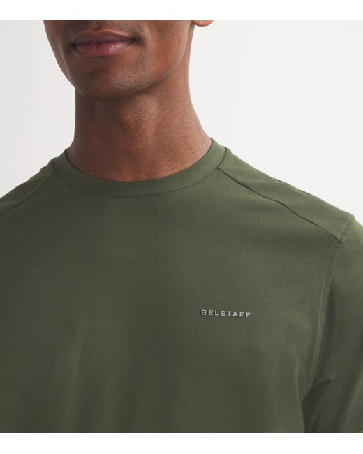 Belstaff Green Stretch-Cotton Logo Alloy T-Shirt for men