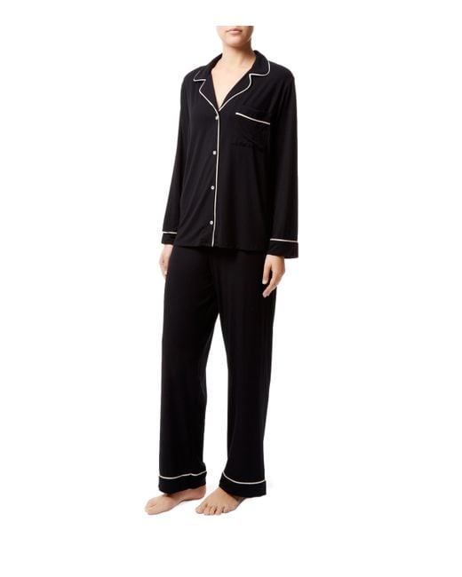 Eberjey Black Gisele Long Piped Pyjama Set